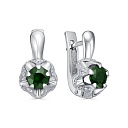 Серьги с английским замком из серебра с изумрудами