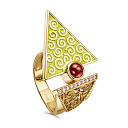 Кольцо из серебра с гранатом, фианитами