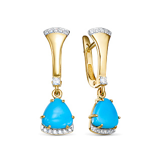 Серьги из желтого золота с бриллиантом