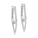 Серьги с английским замком из белого золота с бриллиантами