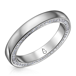 Кольцо обручальное из белого золота с бриллиантами