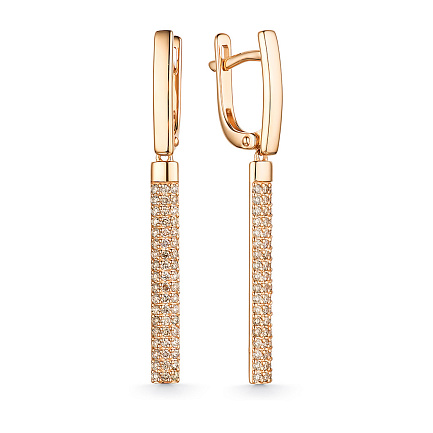 Серьги с английским замком из красного золота с бриллиантами