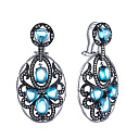 Серьги из белого золота с бриллиантами, топазами