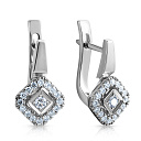 Серьги с английским замком из белого золота с бриллиантами