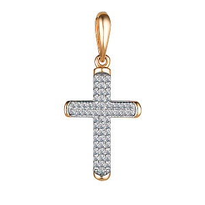 Крест декоративный из красного золота с бриллиантами