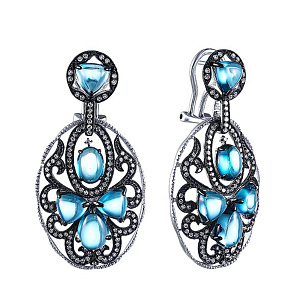 Серьги из белого золота с топазом