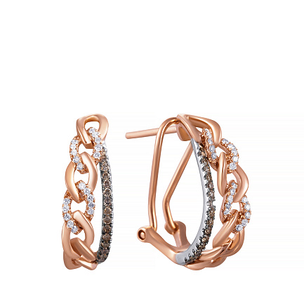 Серьги из комбинированного золота с бриллиантами