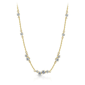 Колье из желтого золота с фианитом, плетение якорное