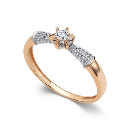 Кольцо из красного золота с бриллиантами