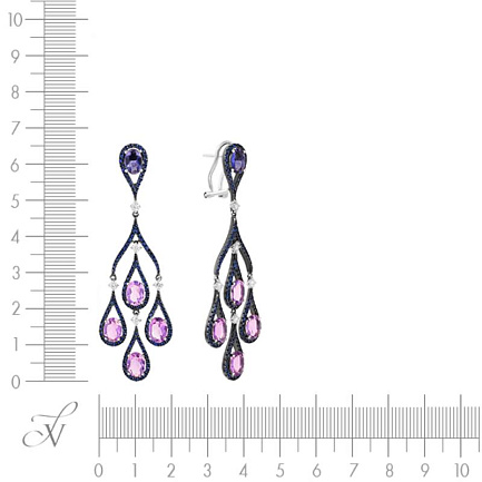 Серьги из золота с аметистами, бриллиантами