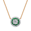 Колье из красного золота с бриллиантами, изумрудами