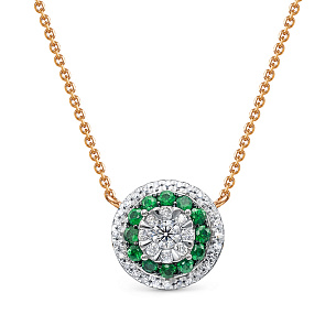 Колье из красного золота с изумрудом