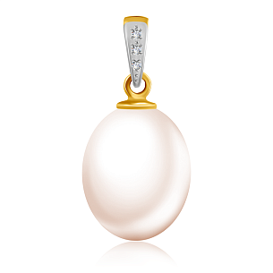 Подвеска из желтого золота с бриллиантами, жемчугом