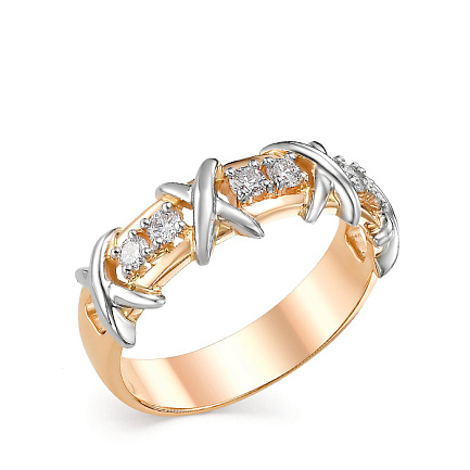 Кольцо из красного золота с бриллиантами