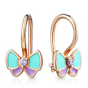 Серьги детские из красного золота с фианитом