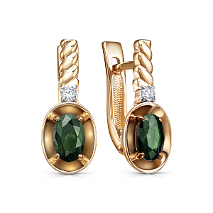 Серьги с английским замком из красного золота с бриллиантами