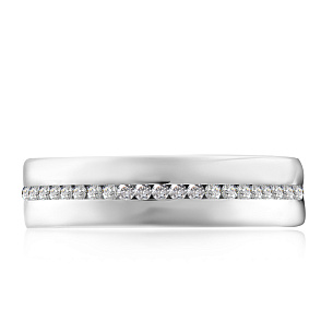 Кольцо обручальное из белого золота с бриллиантом