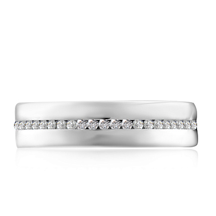 Кольцо обручальное из белого золота с бриллиантами