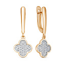 Серьги с английским замком из красного золота с фианитами