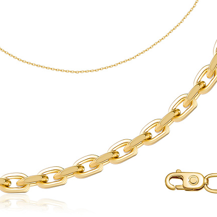 Цепь автомат из желтого золота, плетение якорное