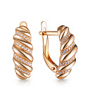 Серьги с английским замком из красного золота с фианитом