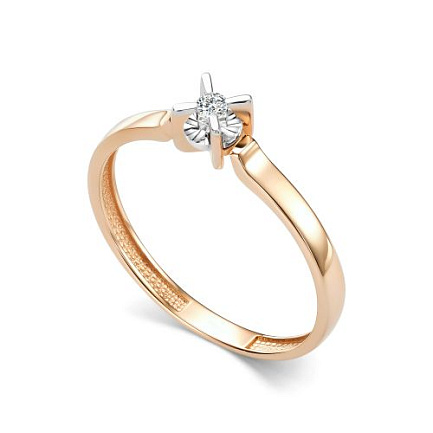 Кольцо из красного золота с бриллиантом