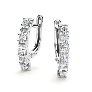 Серьги с английским замком из белого золота с бриллиантами