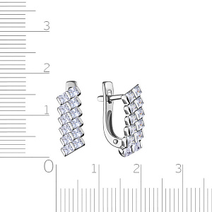 Серьги с английским замком из серебра с фианитом