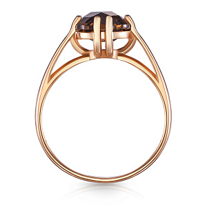 Кольцо из красного золота с раухтопазом