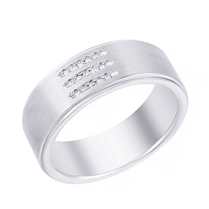 Печатка из белого золота с бриллиантами