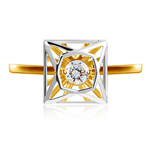 Кольцо из желтого золота с фианитом