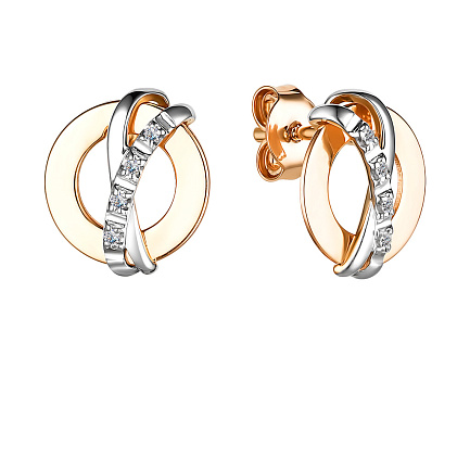 Пусеты из красного золота с бриллиантами