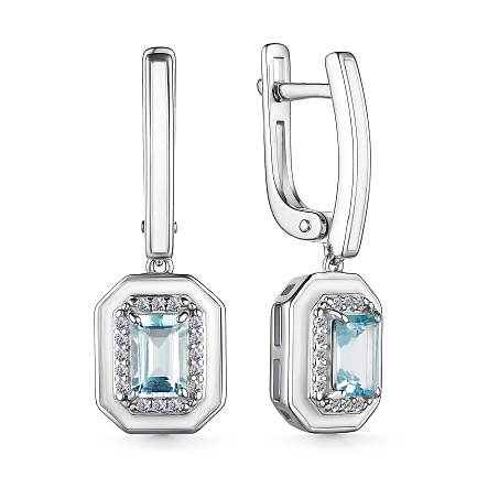 Серьги с английским замком из серебра с топазами