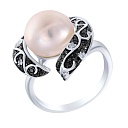 Кольцо из белого золота с бриллиантами, жемчугом