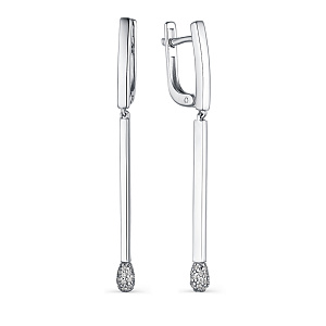 Серьги с английским замком из серебра с фианитом