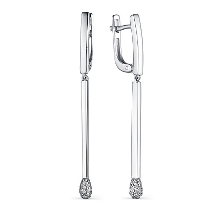 Серьги с английским замком из серебра с фианитом