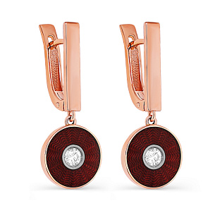 Серьги с английским замком из красного золота с бриллиантами