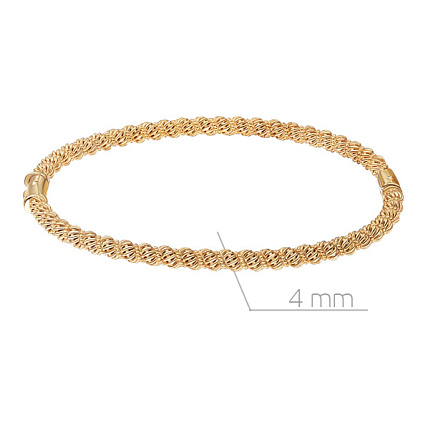 Браслет жесткий из серебра с позолотой