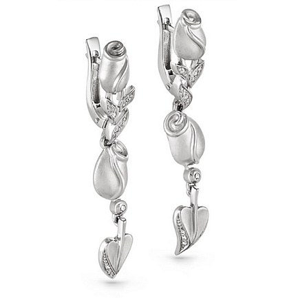 Серьги с английским замком из белого золота с бриллиантами