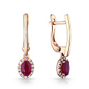 Серьги с английским замком из красного золота с бриллиантами