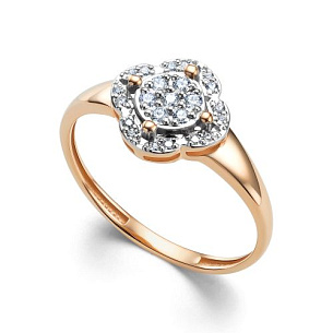 Кольцо из красного золота с бриллиантом