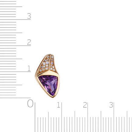 Подвеска из желтого золота с бриллиантами, аметистом