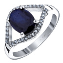 Кольцо из серебра с корундом, фианитом