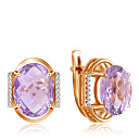 Серьги с английским замком из красного золота с аметистом