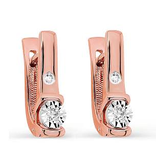 Серьги с английским замком из красного золота с бриллиантами