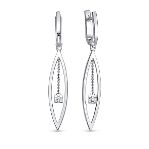 Серьги из белого золота с бриллиантом