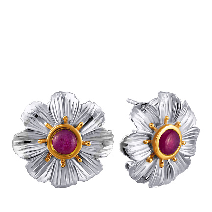 Серьги из серебра с рубинами