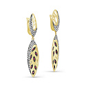 Серьги с английским замком из желтого золота с бриллиантами