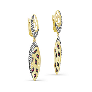 Серьги с английским замком из желтого золота с бриллиантами