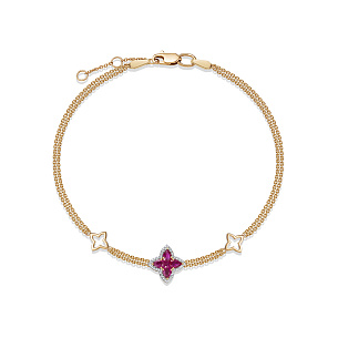 Браслет из красного золота с рубином